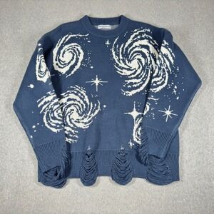 Aelfric Eden Starry Night Knit Sweater Mens S Oversized Blue
